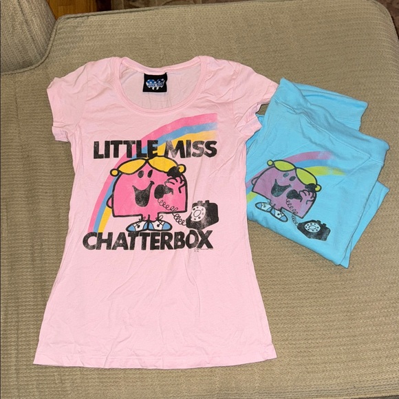 Little Miss Chatterbox Lounge Set Shirt & Pants Sz L Junk Food pajamas - Picture 1 of 13